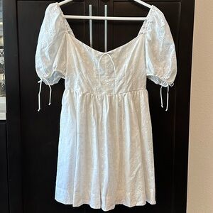 For Love and Lemons White Eyelet Jean Mini Dress
